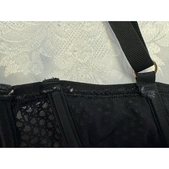 Victoria’s Secret Size 32DD Plunge Bra Black Lace Overlay Sexy Neglige Boudoir - Picture 11 of 11